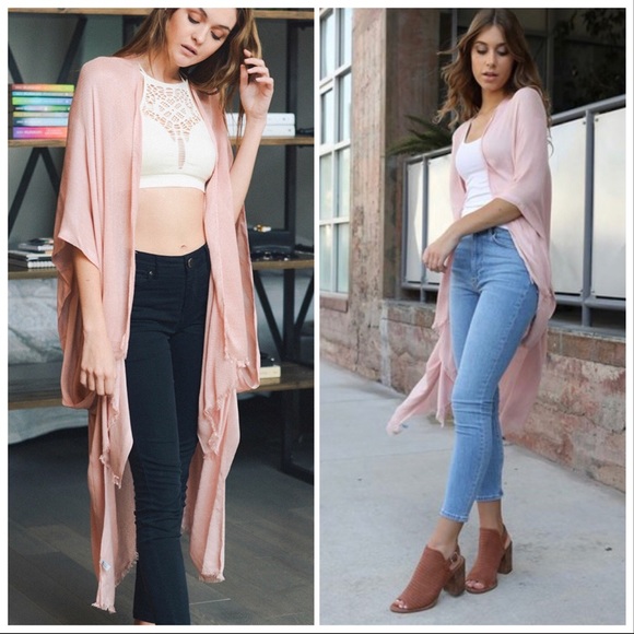 CLEARANCE ‼️BLUSH CARDIGAN DUSTER KIMONO- kimono - Picture 2 of 3